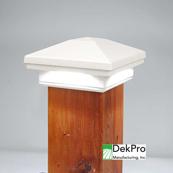 DekPro Effex Avalanche Down Light Pyramid Post Caps - Gloss White - The Deck Store USA