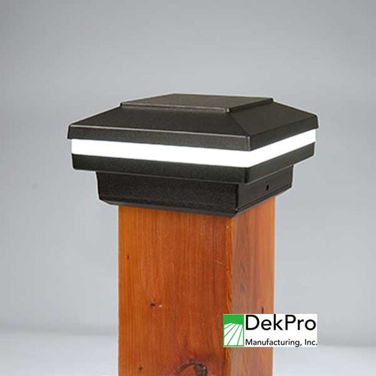 DekPro Effex Flat Glow Ring Post Caps - Textured Black - The Deck Store USA