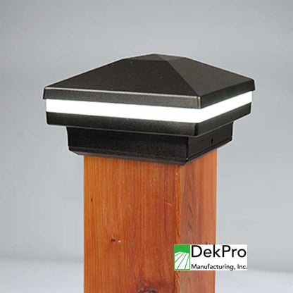 DekPro Effex Glow Ring Pyramid Post Caps - Textured Black - The Deck Store USA