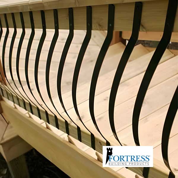 Fortress Vienna Bow Face Mount Balusters Installed - The Deck Store USA
