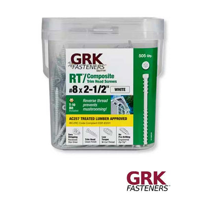 GRK White RT Composite Trim Head Screws Propak