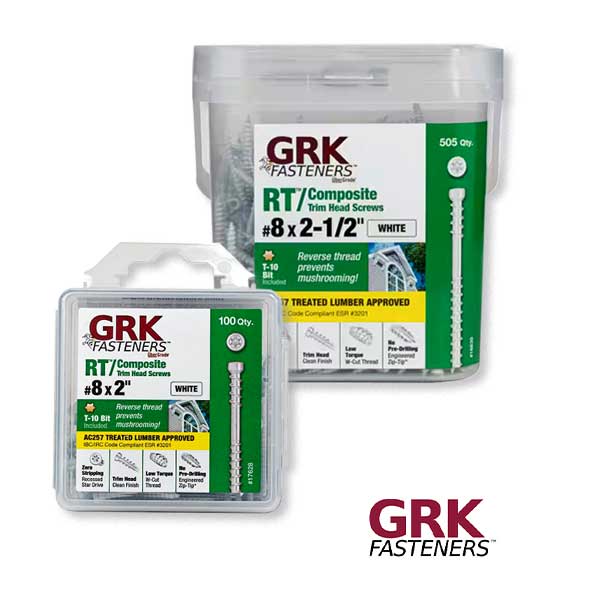 GRK White&nbsp;RT Composite Trim Head Screws