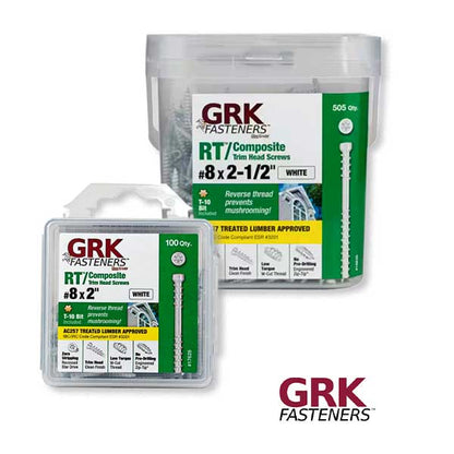 GRK White&nbsp;RT Composite Trim Head Screws