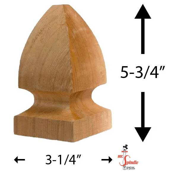 Mr. Spindle French Gothic 4" Finial Dimensions - The Deck Store USA