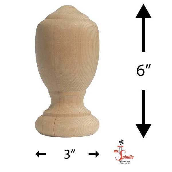 Mr. Spindle Jamestown 4" Finial Dimensions - The Deck Store USA