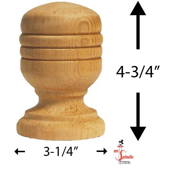 Mr. Spindle Queen Anne 4" Finial Dimensions - The Deck Store USA