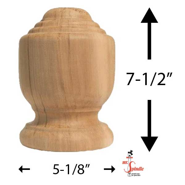 Mr. Spindle Jamestown 6" Finial Dimensions - The Deck Store USA