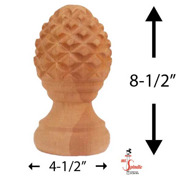 Mr. Spindle 6" Pineapple Finial with Rings Dimensions - The Deck Store USA