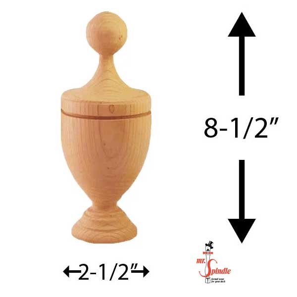 Mr. Spindle Baltimore Finial Dimensions - The Deck Store USA