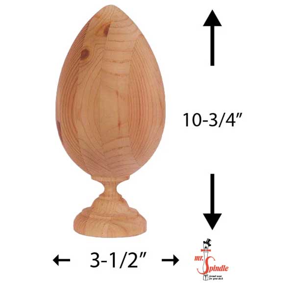 Mr. Spindle Boston Egg Finial Dimensions - The Deck Store USA