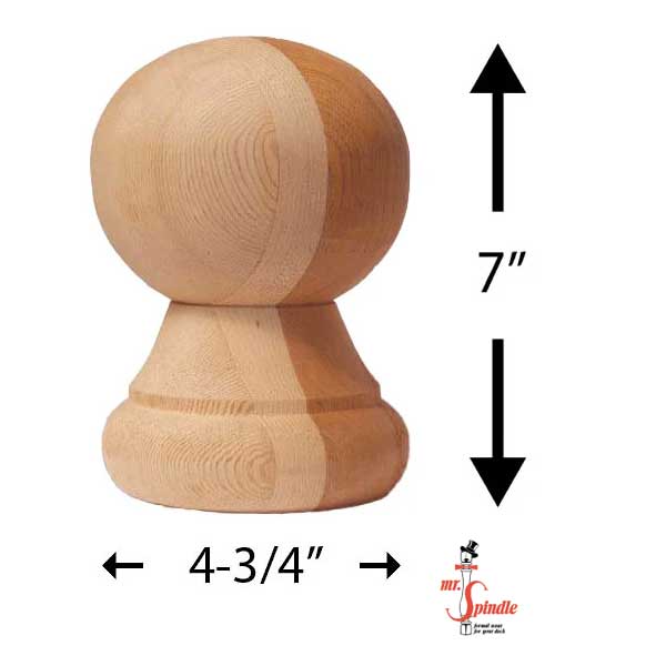 Mr. Spindle Cannon Ball Finials Measurements - The Deck Store USA