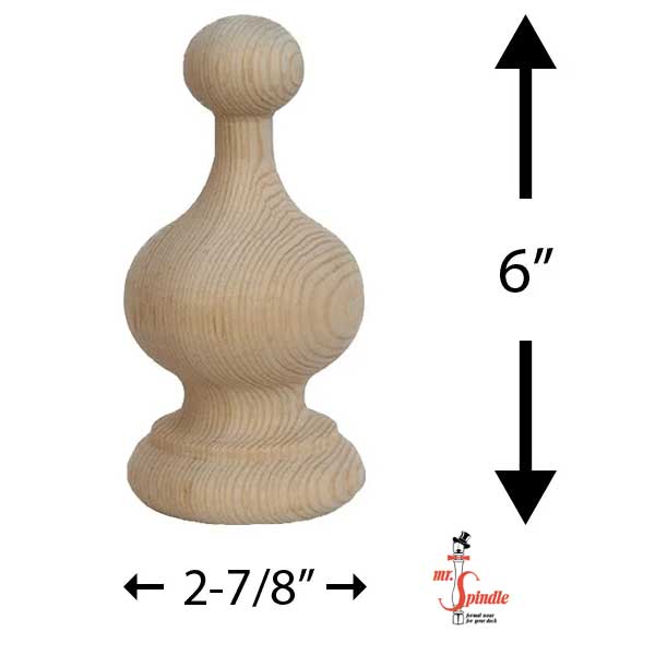 Mr. Spindle Crown Finial Dimensions - The Deck Store USA