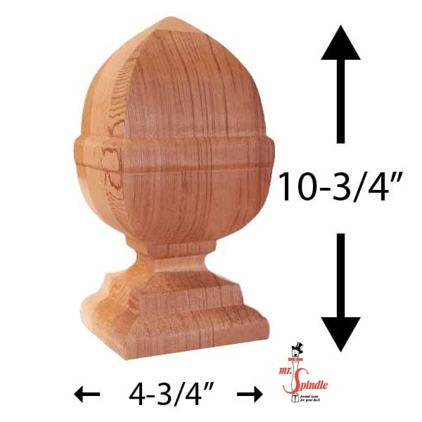 Mr. Spindle French Acorn Finials 6" Dimensions - The Deck Store USA