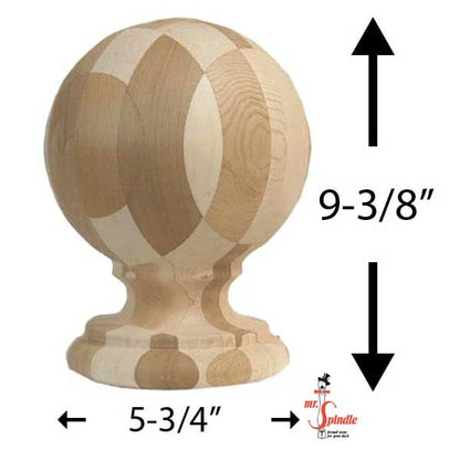 Mr. Spindle 6" Cedar Traditional Finial Dimensions - The Deck Store USA