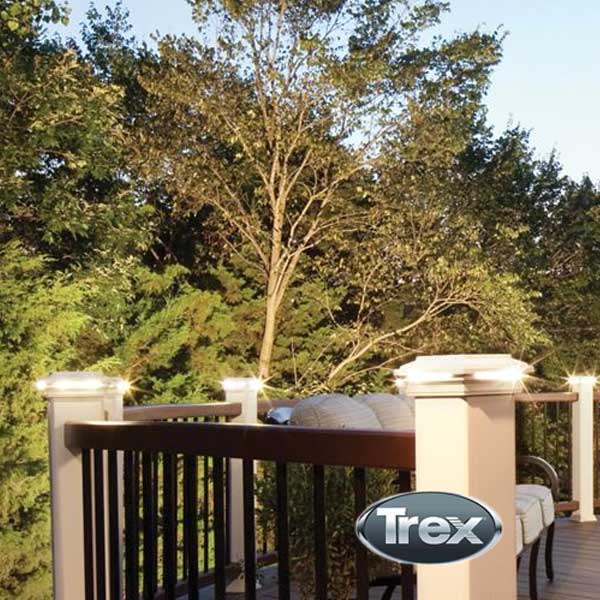 Trex Flat Post Cap Lights - Installed - The Deck Store USA