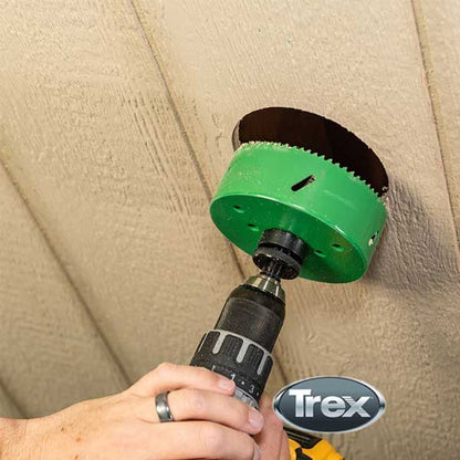 Trex RainEscape Soffit Light Hole Saw In Use - The Deck Store USA