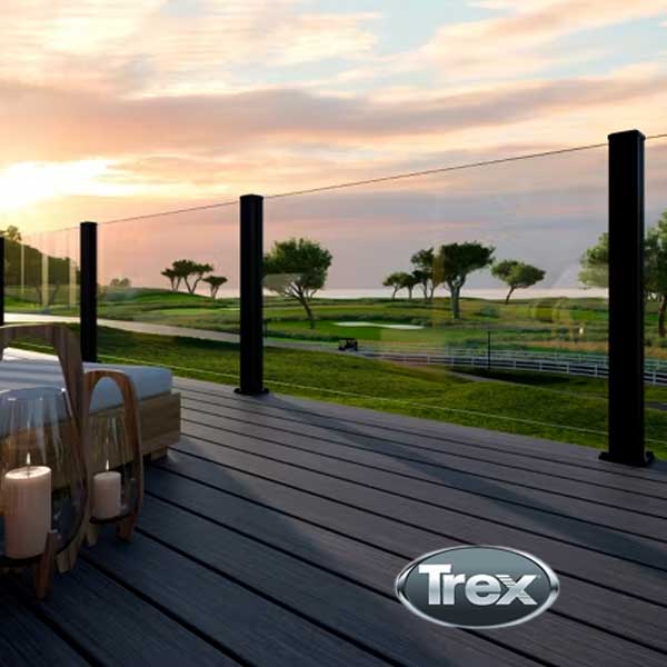 Trex Signature X-Series Anchor Posts Frameless Glass Installed