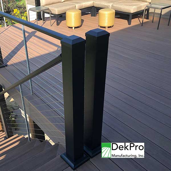 DekPro Prestige Black 4x4 Aluminum Post Sleeves Installed - The Deck Store USA