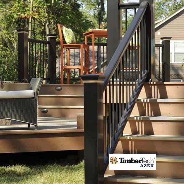 Timbertech/Azek Round Aluminum Balusters - Stair Installed - The Deck Store USA